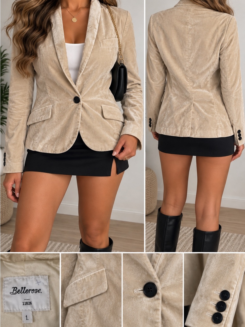 Bellerose Beige Cotton Velvet Tailored Blazer Jacket Size L
